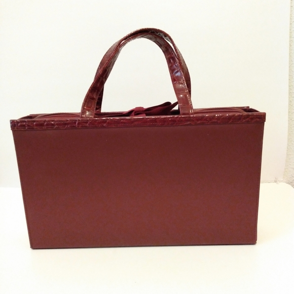 Estee Lauder Travel Cosmetic Jewelry Burgundy Double Handle Carry On Case - Picture 11 of 15